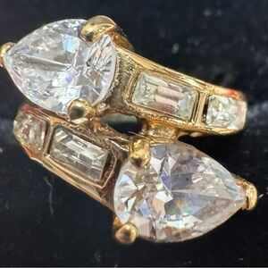 Gold and white stone ring